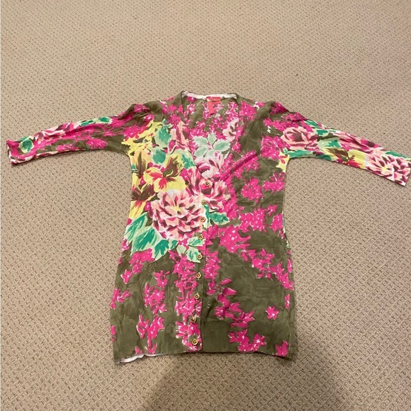 Charlotte Tarantola Floral Button-Down Cardigan Size S - Picture 2 of 11